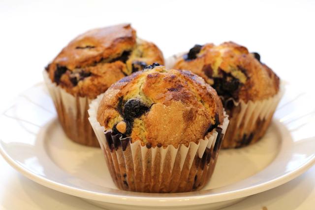 Picture of a plate of blueberry muffins